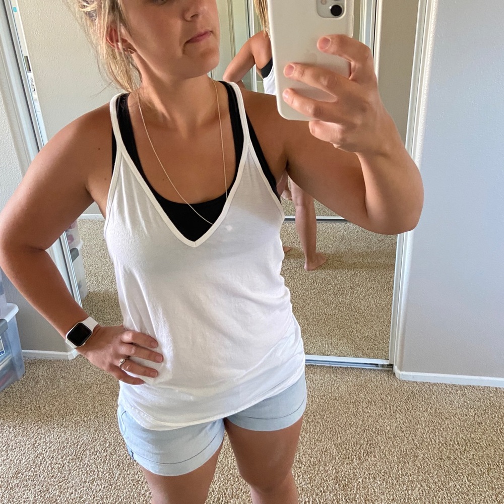 Lululemon White V neck Tank